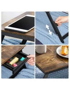 SUPPLIES LLD110B01 Stolík na laptop, notebook v rustikálnom štýle v hnedej farbe