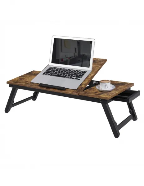 SUPPLIES LLD110B01 Stolík na laptop, notebook v rustikálnom štýle v hnedej farbe