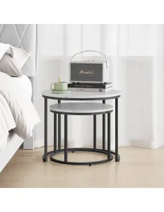 Okrúhle Konferenčne stolíky 2ks Home Living 2ks - biela farba, rám čierny