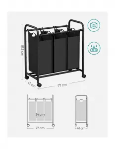 SONGOMICS LSF003B Kôš na bielizeň s objemom 132 L v čiernej farbe