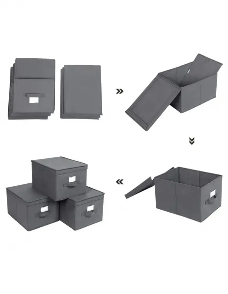 SONGOMICS RFB03G Úložné boxy s vekom 3 ks