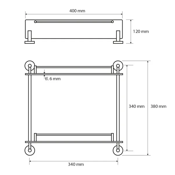SAPHO XR602 X-Round E sklenená polička dvojitá 40 cm 
