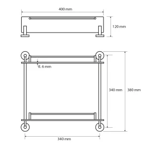 SAPHO XR602 X-Round E sklenená polička dvojitá 40 cm 