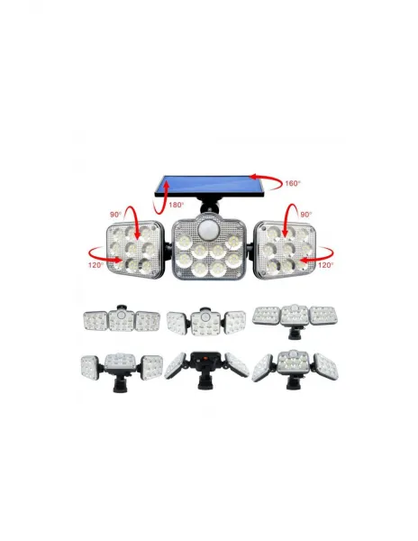 Solárny Svetlomet 138x LED pohybový senzor LED 10W 480lm + ovládač