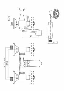 INVENA - Vaňová batéria ROMA BW-21-00S-L