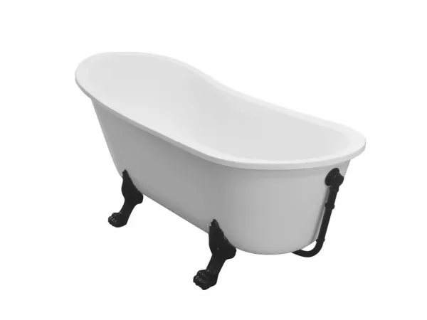 BESCO - Voľne stojaca vaňa OLAYA biela - Nožičky k vani - Čierne, Rozmer vane - 160 × 68 cm VANOLA160B