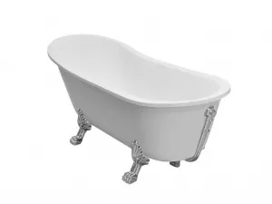 BESCO - Voľne stojaca vaňa OLAYA biela - Nožičky k vani - Biele, Rozmer vane - 160 × 68 cm VANOLA160W