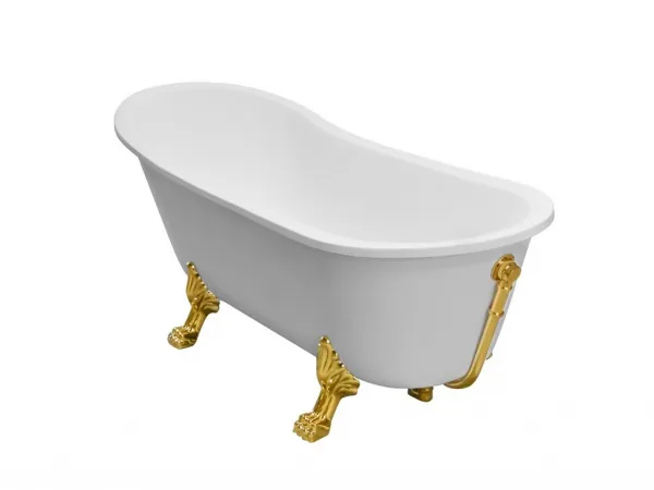BESCO - Voľne stojaca vaňa OLAYA biela - Nožičky k vani - Biele, Rozmer vane - 160 × 68 cm VANOLA160W