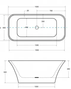 BESCO - Voľne stojaca vaňa ASSOS (NEAPOL) - Farba - Čierna / biela, Rozmer vane - 160 × 70 cm VANNEA16BW