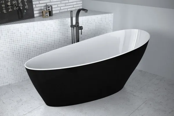 BESCO - Voľne stojaca vaňa KEYA (SAPRI) - Farba - Čierna / biela, Rozmer vane - 165 × 70 cm VANSAP16BW