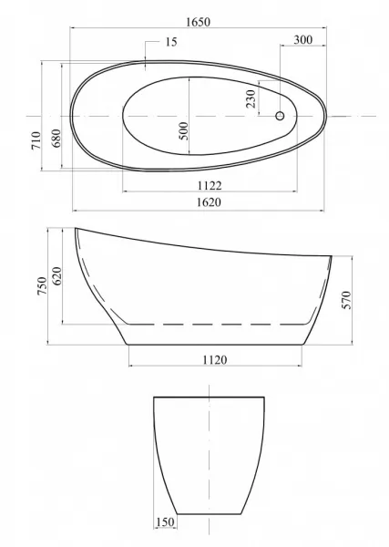 BESCO - Voľne stojaca vaňa KEYA (SAPRI) - Farba - Biela, Rozmer vane - 165 × 70 cm VANSAP16W