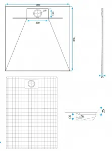 REA - Sprchová vanička Bazalt Grey 90x90 REA-K4105