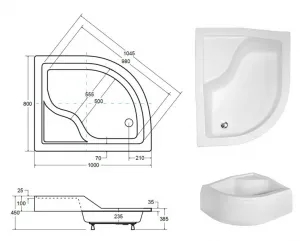 BESCO - MAXI, hlboká asymetrická sprchová vanička - rozmer A - 100 cm, rozmer B - 80 cm, rozmer C - 24 cm, Spôsob prevedenia - Pravé VANKMAX100P