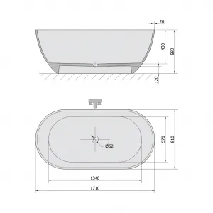 POLYSAN - REDUTA voľne stojaca vaňa liaty mramor 171x81x58cm, biela 71842