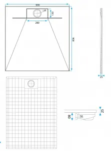 REA - Sprchová vanička Bazalt Black 90x90 REA-K3307
