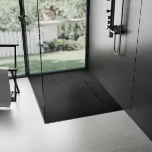 REA - Sprchová vanička Bazalt Long Black 80x100 REA-K3323
