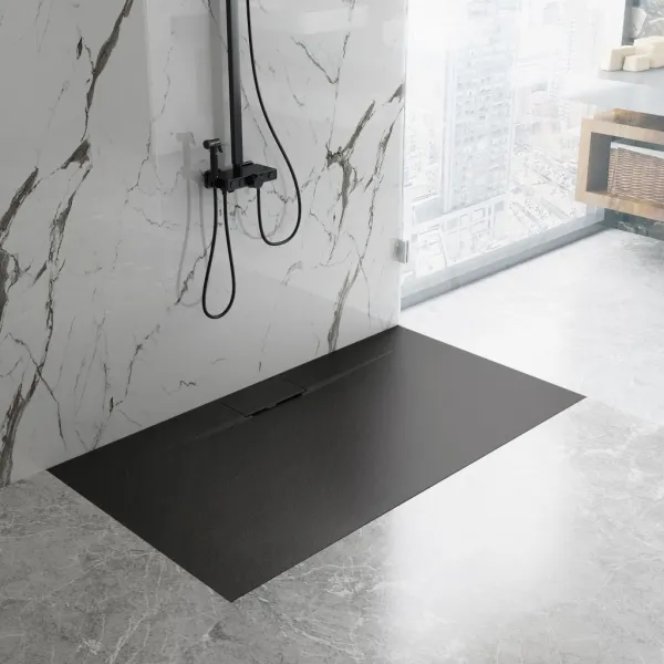 REA - Sprchová vanička Bazalt Long Black 80x120 REA-K3324