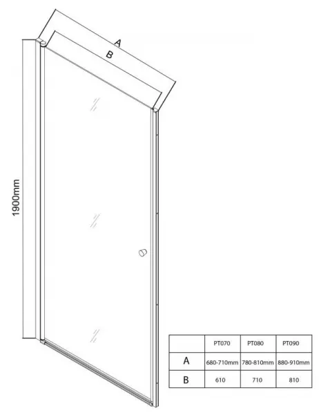 AQUALINE - PILOT otočné sprchové dvere 900mm+vanička PT090-SET1