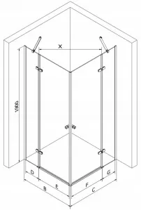 MEXEN/S - Roma Duo sprchovací kút 70 x 70, transparent, zlato 854-070-070-50-00-02