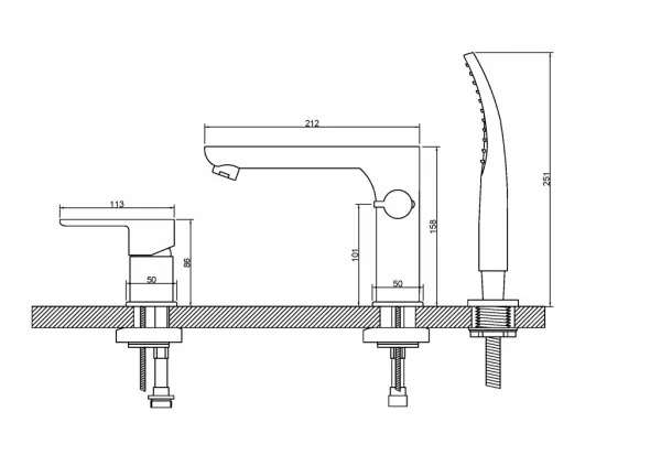 INVENA - 3-otvorová vaňová batéria SIROS chróm BW-90-S01-A
