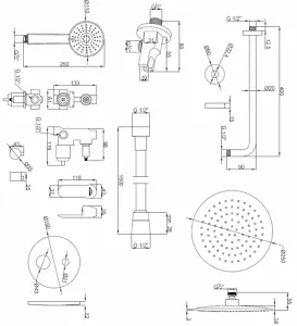INVENA - Podomietkový set 2-cestná nástenná batéria SIROS , round, number 13 BS-90-013-A