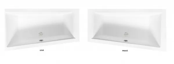 BESCO - Asymetrická vaňa INTIMA - Nožičky k vani - Bez nožičiek, Rozmer vane - 160 × 90 cm, Spôsob prevedenia - Ľavé VANINTI16L
