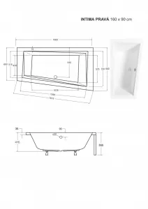 BESCO - Asymetrická vaňa INTIMA - Nožičky k vani - S nožičkami, Rozmer vane - 160 × 90 cm, Spôsob prevedenia - Pravé VANINTI16P+OLVPINOZSTELI