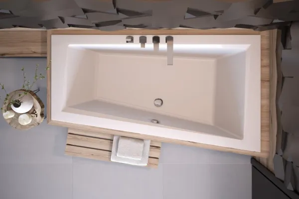 BESCO - Asymetrická vaňa INTIMA SLIM - Nožičky k vani - Bez nožičiek, Rozmer vane - 150 × 85 cm, Spôsob prevedenia - Ľavé VANINTI15SLIML