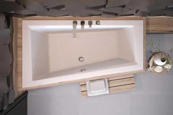 BESCO - Asymetrická vaňa INTIMA SLIM - Nožičky k vani - Bez nožičiek, Rozmer vane - 150 × 85 cm, Spôsob prevedenia - Ľavé VANINTI15SLIML