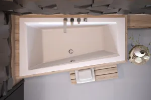 BESCO - Asymetrická vaňa INTIMA SLIM - Nožičky k vani - Bez nožičiek, Rozmer vane - 150 × 85 cm, Spôsob prevedenia - Ľavé VANINTI15SLIML