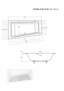 BESCO - Asymetrická vaňa INTIMA SLIM - Nožičky k vani - Bez nožičiek, Rozmer vane - 160 × 90 cm, Spôsob prevedenia - Ľavé VANINTI16SLIML