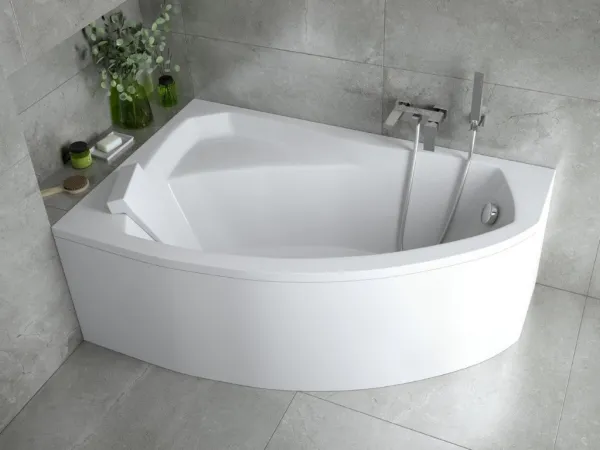 BESCO - Asymetrická vaňa RIMA - Nožičky k vani - Bez nožičiek, Rozmer vane - 130 × 85 cm, Spôsob prevedenia - Ľavé VANRIM130L