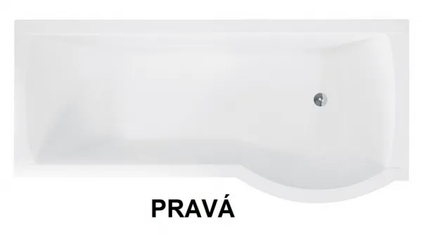 BESCO - Asymetrická vaňa INSPIRO vrátane vaňovej zásteny - FARBA rámu - Hliník leštený, Nožičky k vani - Bez nožičiek, Rozmer vane - 160 × 70 cm, Výplň - Číre bezpečnostné sklo - 5 mm, Spôsob prevedenia - Pravé VANINSPIR160P