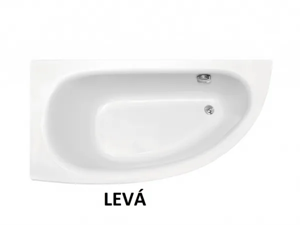 BESCO - Asymetrická vaňa MILENA - Nožičky k vani - Bez nožičiek, Rozmer vane - 150 × 70 cm, Spôsob prevedenia - Ľavé VANMIL150L