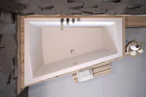 BESCO - Asymetrická vaňa INTIMA DUO SLIM - Nožičky k vani - S nožičkami, Rozmer vane - 180 × 125 cm, Spôsob prevedenia - Ľavé VANINTID18SLIML + OLVPINOZSTELID
