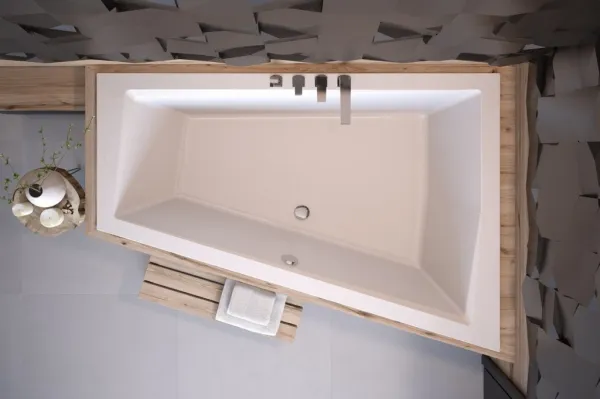 BESCO - Asymetrická vaňa INTIMA DUO SLIM - Nožičky k vani - S nožičkami, Rozmer vane - 180 × 125 cm, Spôsob prevedenia - Ľavé VANINTID18SLIML + OLVPINOZSTELID