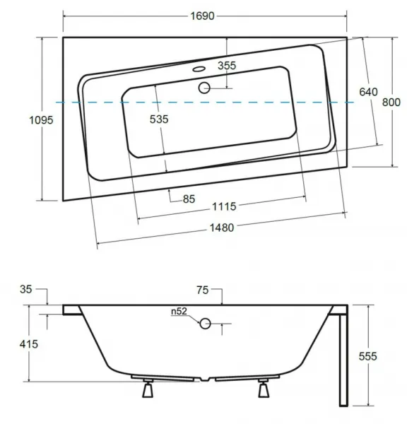 BESCO - Asymetrická vaňa ASTI - Rozmer vane - 170 × 110 cm, Spôsob prevedenia - Ľavé VANAST17L + OLVPINOZSTELWD