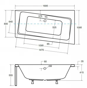 BESCO - Asymetrická vaňa ASTI - Rozmer vane - 170 × 110 cm, Spôsob prevedenia - Pravé VANAST17P + OLVPINOZSTELWD