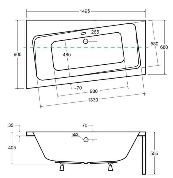 BESCO - Asymetrická vaňa ASTI - Rozmer vane - 150 × 90 cm, Spôsob prevedenia - Ľavé VANAST15L + OLVPINOZ