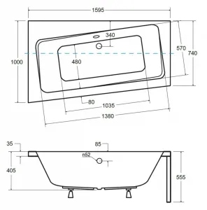 BESCO - Asymetrická vaňa ASTI - Rozmer vane - 160 × 100 cm, Spôsob prevedenia - Ľavé VANAST16L + OLVPINOZ
