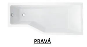BESCO - Asymetrická vaňa ESTE - Rozmer vane - 150 × 75 cm, Spôsob prevedenia - Pravé VANEST15P + OLVPINOZ