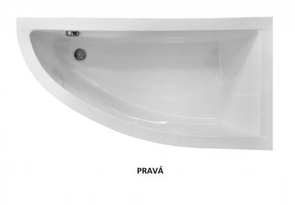 BESCO - Asymetrická vaňa fondy - Nožičky k vani - Bez nožičiek, Rozmer vane - 150 × 70 cm, Spôsob prevedenia - Pravé OLVFON15P