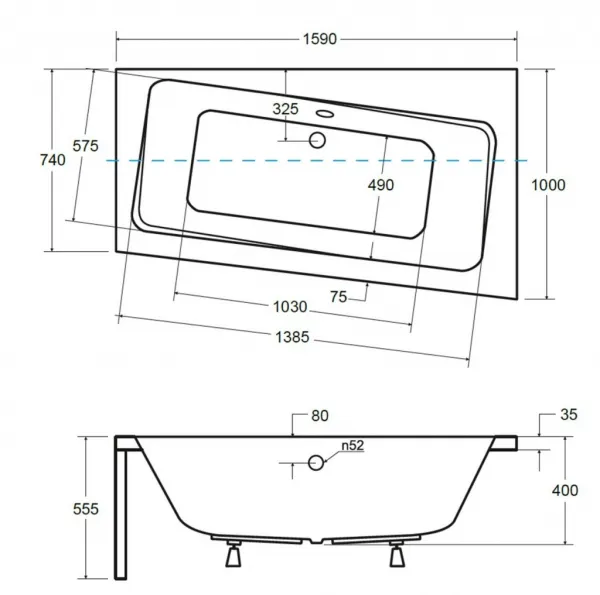 BESCO - Asymetrická vaňa ASTI - Rozmer vane - 160 × 100 cm, Spôsob prevedenia - Pravé VANAST16P + OLVPINOZ