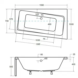 BESCO - Asymetrická vaňa ASTI - Rozmer vane - 160 × 100 cm, Spôsob prevedenia - Pravé VANAST16P + OLVPINOZ