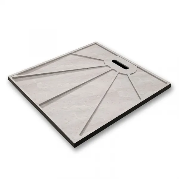 H K - BLACK STAR sprchová vanička z liateho mramoru, štvorec, 80x80x3 cm SE-BLACKSTAR8080SET