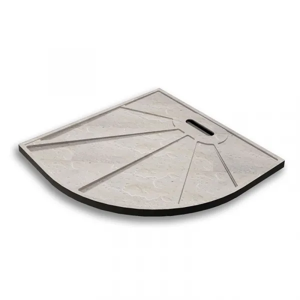 H K - BLACK STAR sprchová vanička z liateho mramoru, štvrťkruh, 80x80x3 cm SE-BLACKSTAR88RSET