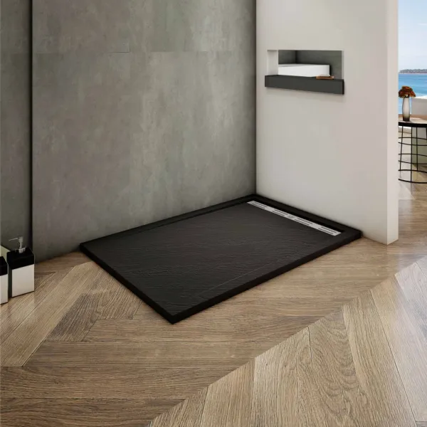 H K - BLACK STAR sprchová vanička z liateho mramoru, obdĺžnik, 120x90x3 cm SE-BLACKSTAR12090SET