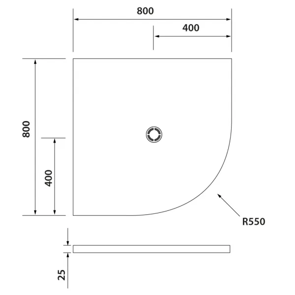 POLYSAN - FLEXIA sprchová vanička z liateho mramoru štvrťkruh, s možnosťou úpravy rozmeru, 80x80cm, R550 91171