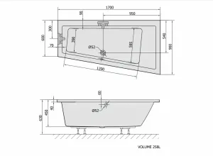 POLYSAN - ANDRA R asymetrická vaňa 170x90x45cm, biela 81511