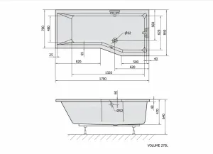POLYSAN - VERSYS R asymetrická vaňa 170x84x70x47cm, biela 70611